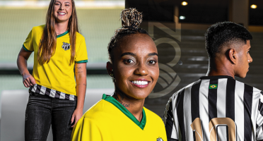 Coleção conta com modelos dupla face, variando entre o verde e amarelo da Seleção e o alvinegro. Foto: Divulgação/Ceará SC.