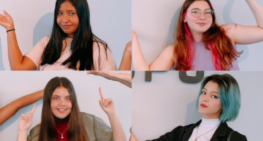 As estudantes Luana do Vale, Melanie Lopes, Ludmila Silva e Gleice de Souza representam a UFC na final do concurso (Foto: Divulgação/ UFC Informa)