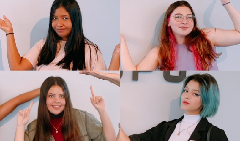 As estudantes Luana do Vale, Melanie Lopes, Ludmila Silva e Gleice de Souza representam a UFC na final do concurso (Foto: Divulgação/ UFC Informa)